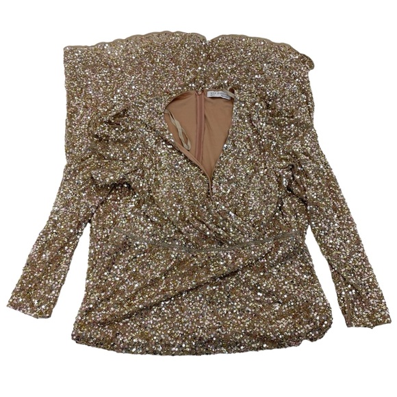 NWT Mac Duggal Sequined Dress 18 Gold - Picture 11 of 16